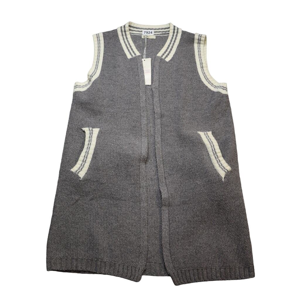 Mira Cardigan Womens Small Beige Ivory Open Vest Sleeveless Pockets Casual